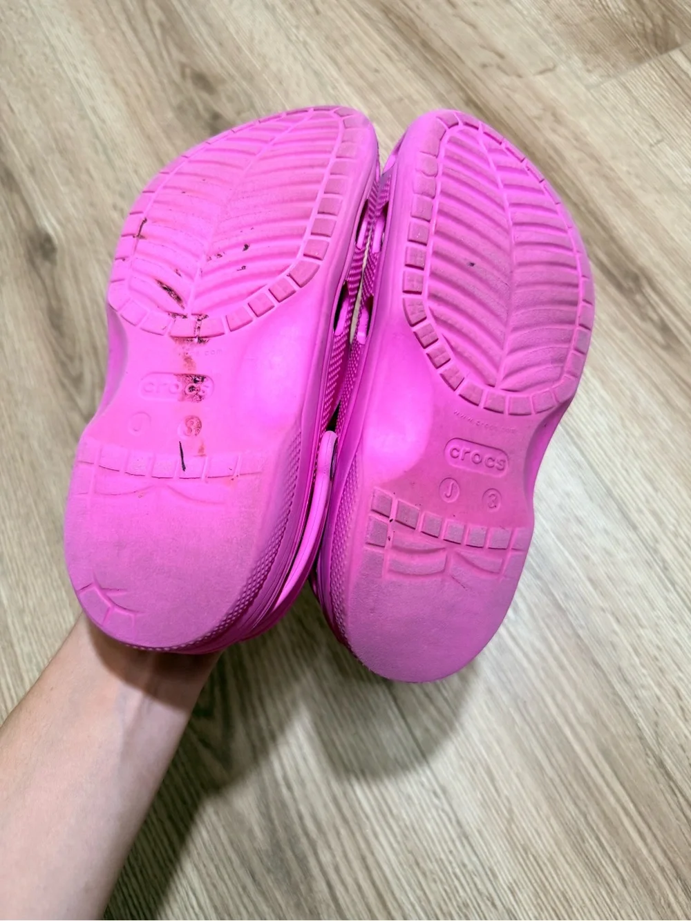 Crocs Baya Clogs Kids J3 Pink Slip On Water Shoes Girls Sandals Junior 3